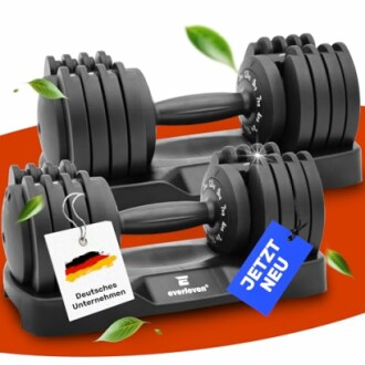 Verstellbare Hanteln mit deutschen Etiketten