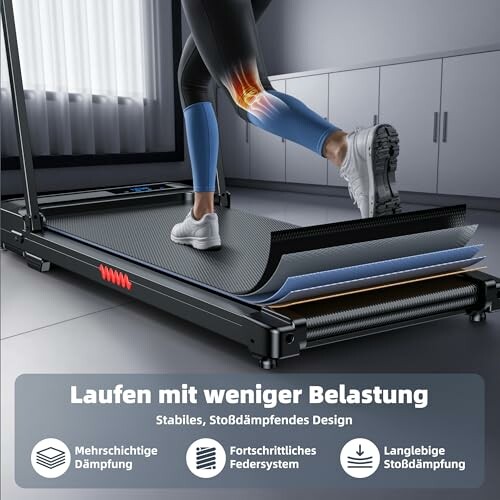 Laufband mit stoßdämpfender Technologie und Schichten